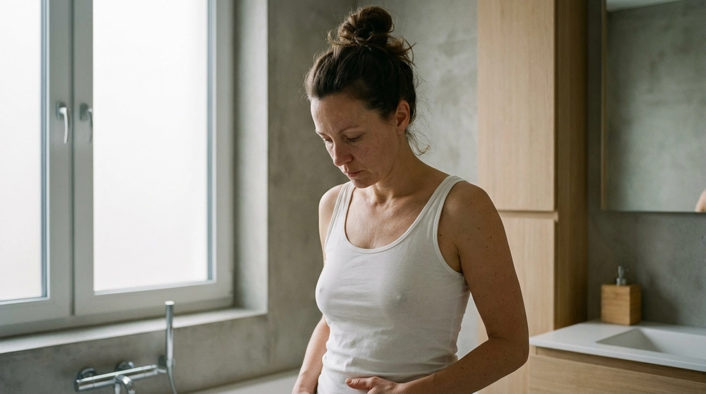 Frau mit Bauchbeschwerden